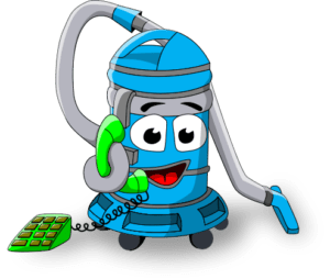 Mascotte ELS - aspirateur qui téléphone Mascotte d'un centre de lavage auto (Éco Lavage Service) : un aspirateur qui téléphone